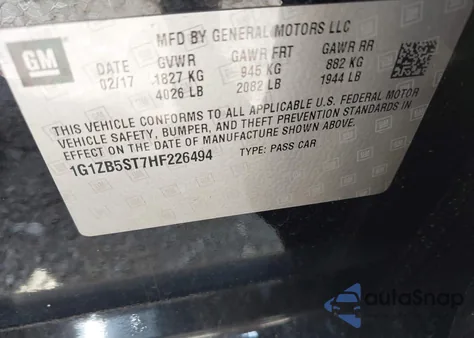 2017 Chevrolet Malibu Ls from USA, damaged, VIN 1G1ZB5ST7HF226494